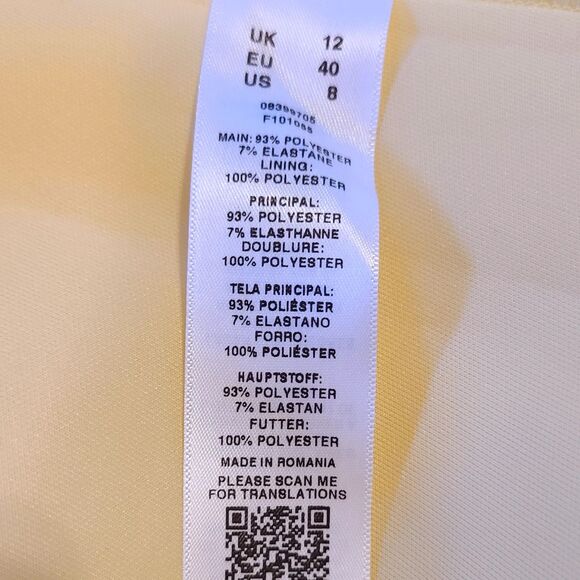 Asos NWT Light Yellow V-Neck Open Ruffle Back Fit & Flare Skater Dress, Size 8 - Picture 9 of 9